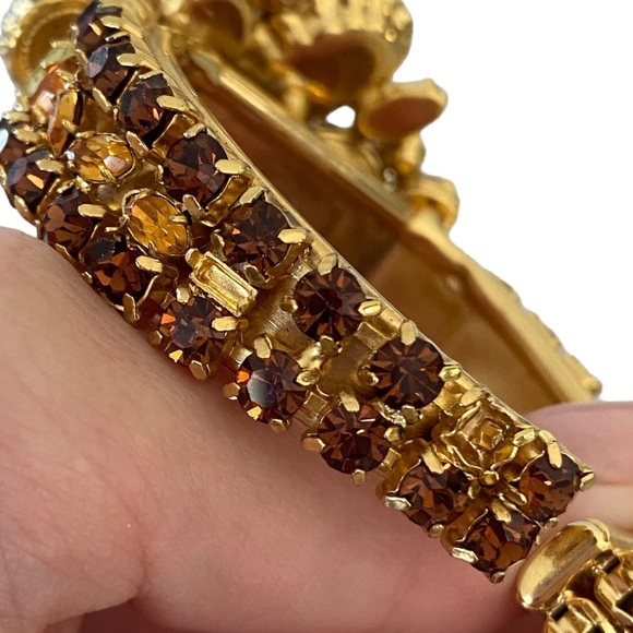 VTG SCHRAGER FIFTH AVENUE rare iconic cuff bangle dragons breath rhinestones - Picture 8 of 15